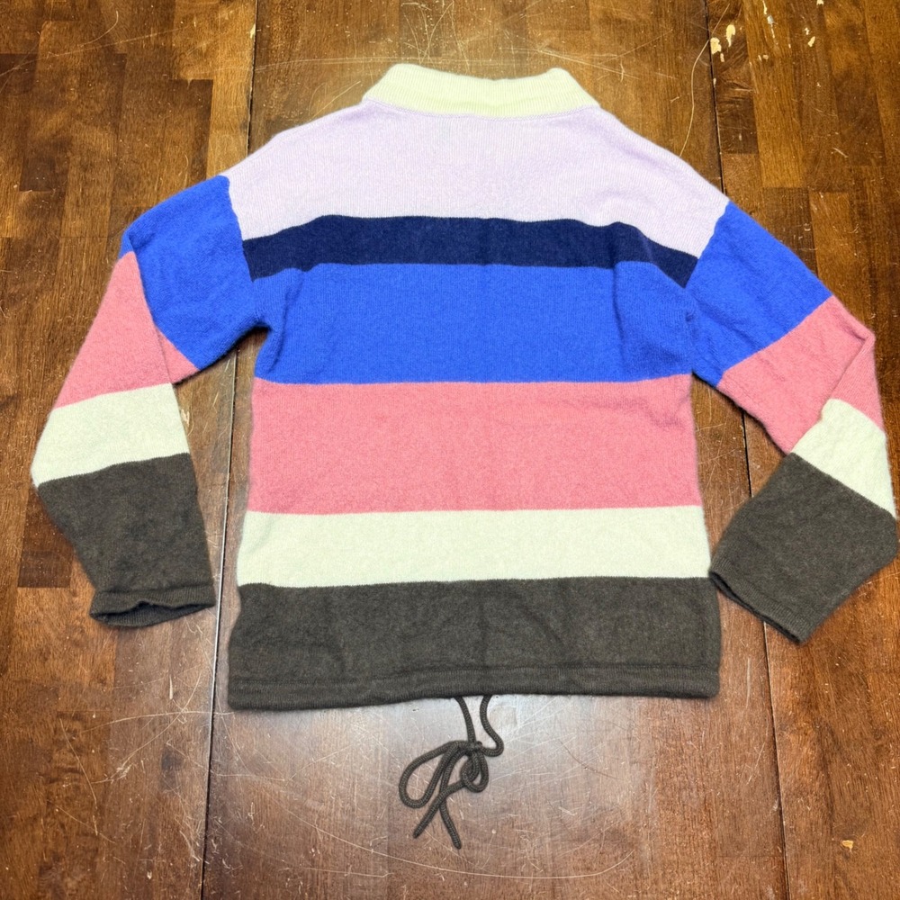 Theory Striped Mock‎ Neck Sweater Womens P Multicolor 100% Cashmere Drawstring - Picture 7 of 7